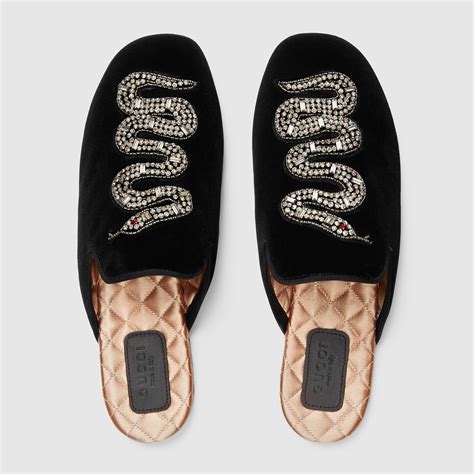 gucci velvet slippers snake|Gucci Mules for Women .